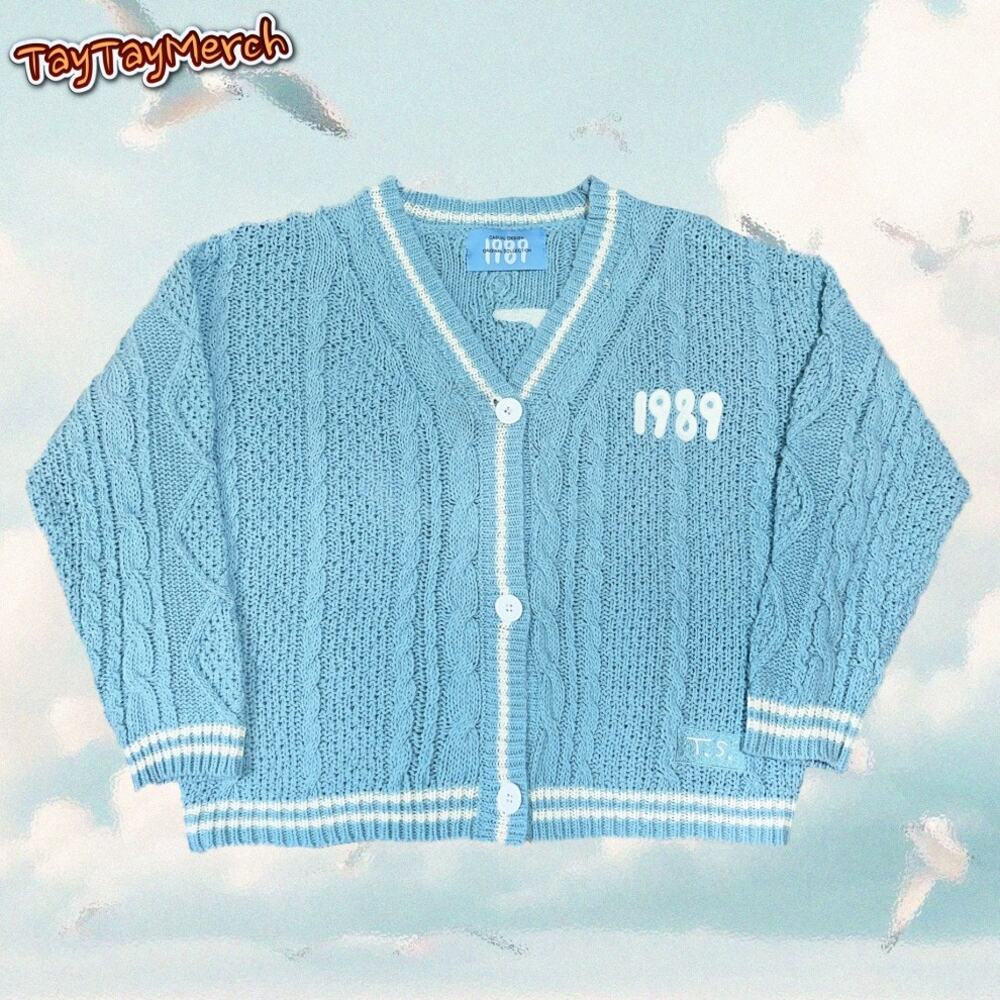 Taylor Swift 1989 Cardigan Taylor's Version Blue Cable Knit Seagull XL/2XL